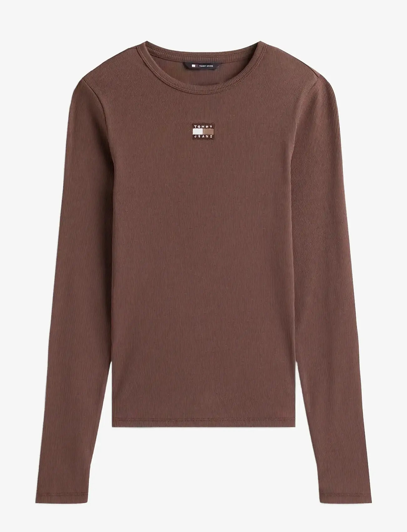 Tommy Jeans - TJW SLIM LS BADGE TEE EXT - langærmede toppe - black walnut - 1