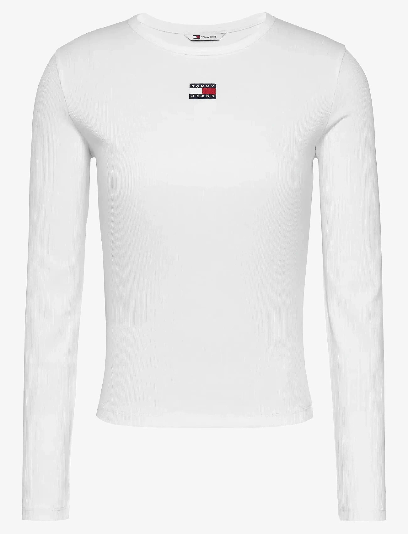 Tommy Jeans - TJW SLIM LS BADGE TEE EXT - långärmade toppar - ecru - 1