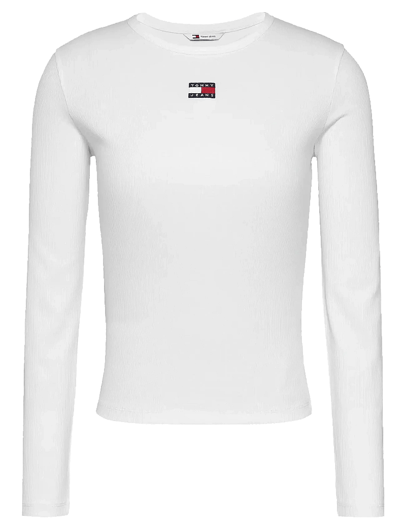 Tommy Jeans - TJW SLIM LS BADGE TEE EXT - långärmade toppar - ecru - 1