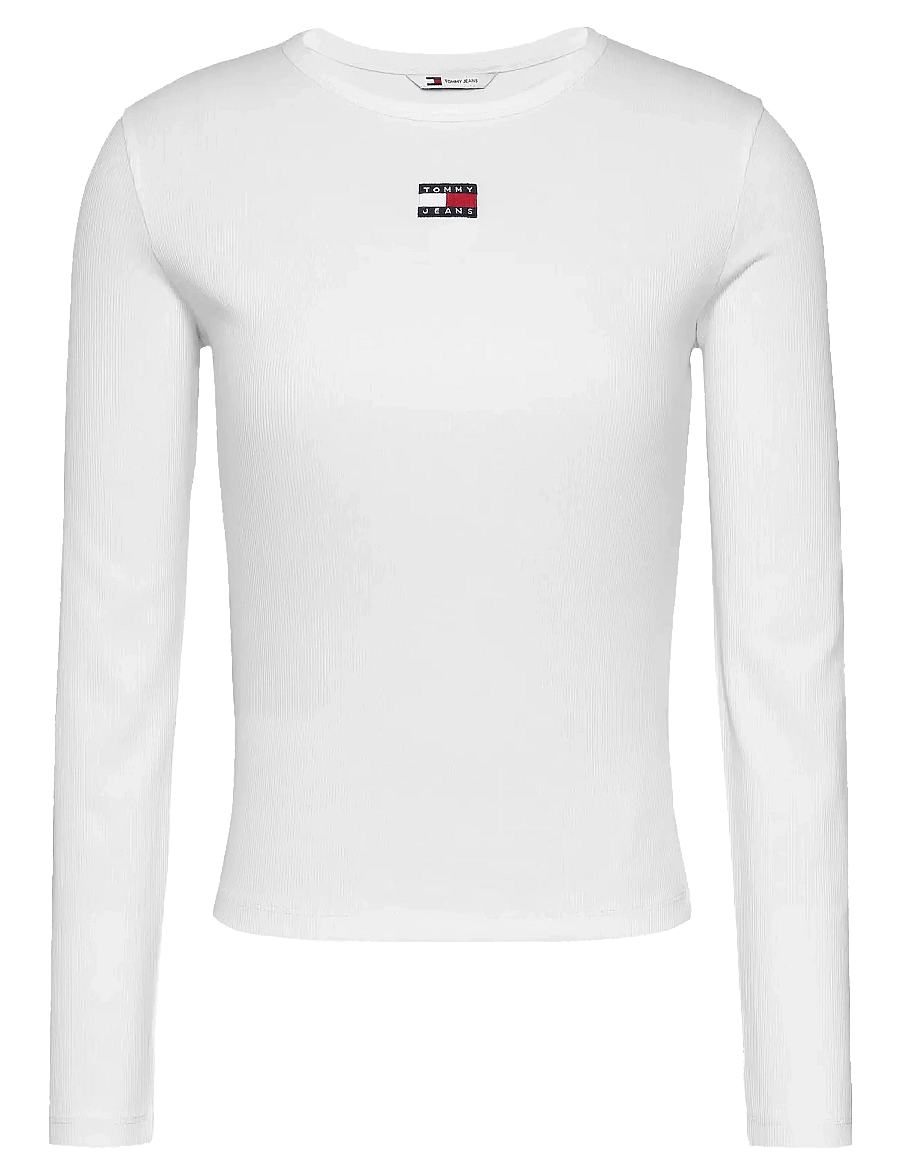 Tommy Jeans - TJW SLIM LS BADGE TEE EXT - langärmlige tops - ecru - 1