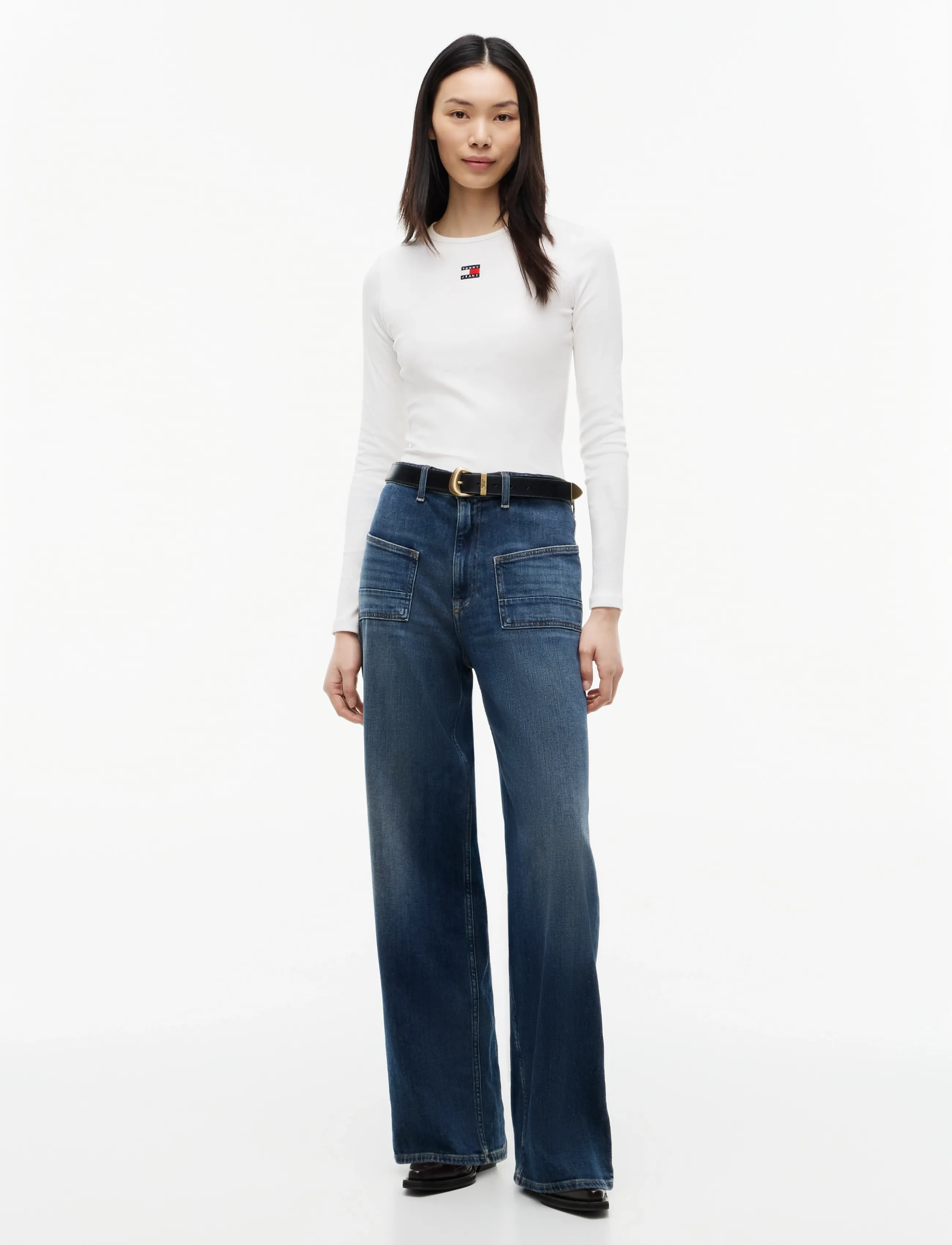 Tommy Jeans - TJW SLIM LS BADGE TEE EXT - langärmlige tops - ecru - 5