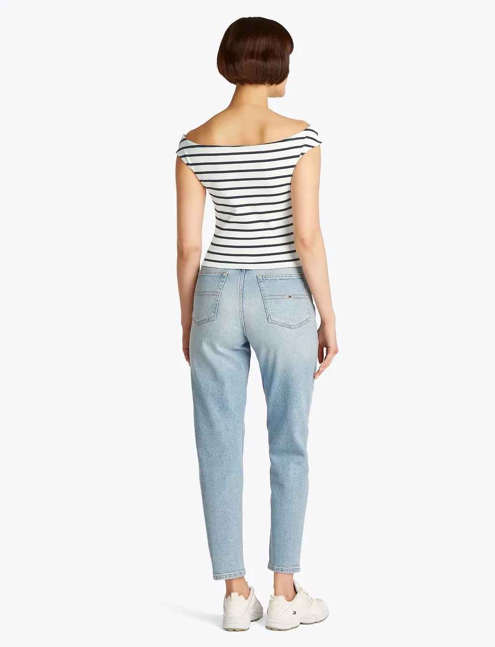 Tommy Jeans - TJW BOAT NECK TOP SS EXT - t-shirts - ecru / navy stripe - 3