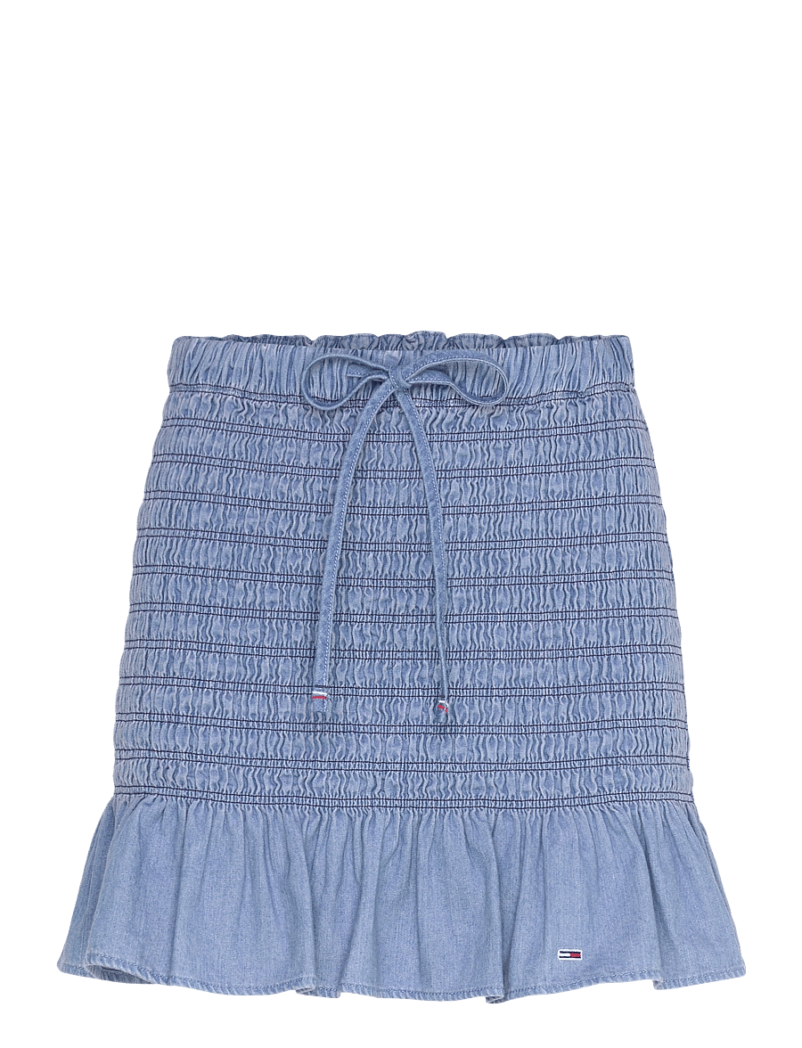 Tommy Jeans - TJW CHAMBRAY RUCHED SKIRT - korta kjolar - denim medium - 1