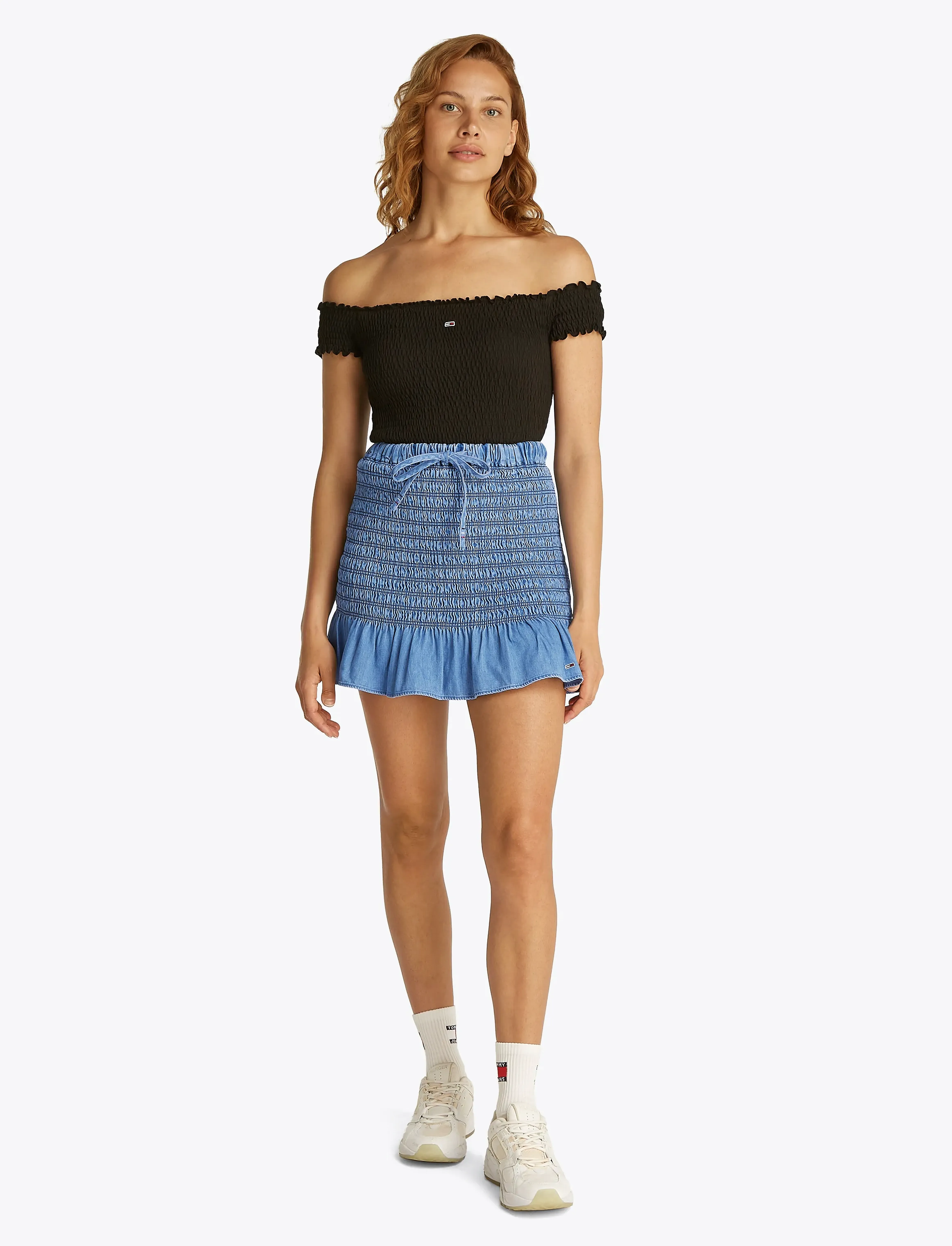 Tommy Jeans - TJW CHAMBRAY RUCHED SKIRT - korte nederdele - denim medium - 4