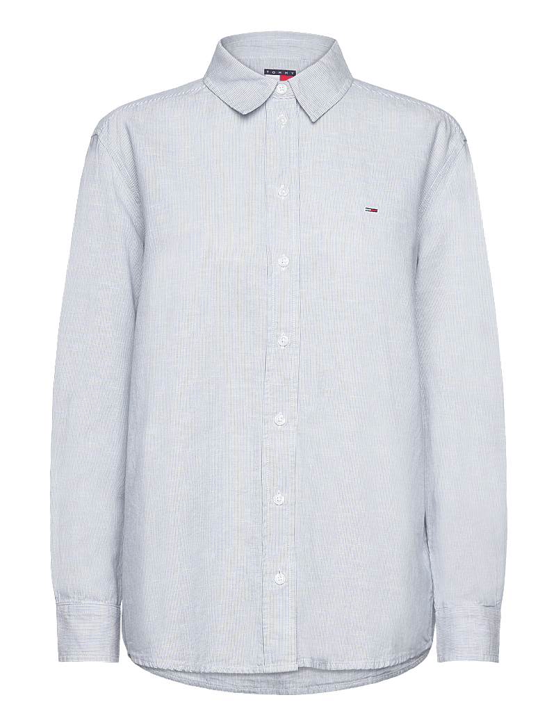 Tommy Jeans - TJW RLX LINEN SHIRT - long-sleeved shirts - colorado blue / stripe - 1