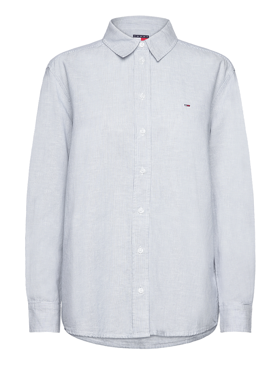 Tommy Jeans - TJW RLX LINEN SHIRT - langärmlige hemden - colorado blue / stripe - 1