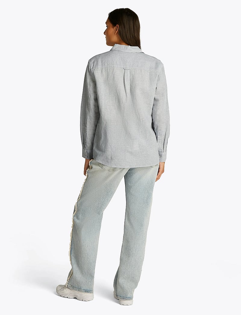 Tommy Jeans - TJW RLX LINEN SHIRT - long-sleeved shirts - colorado blue / stripe - 3