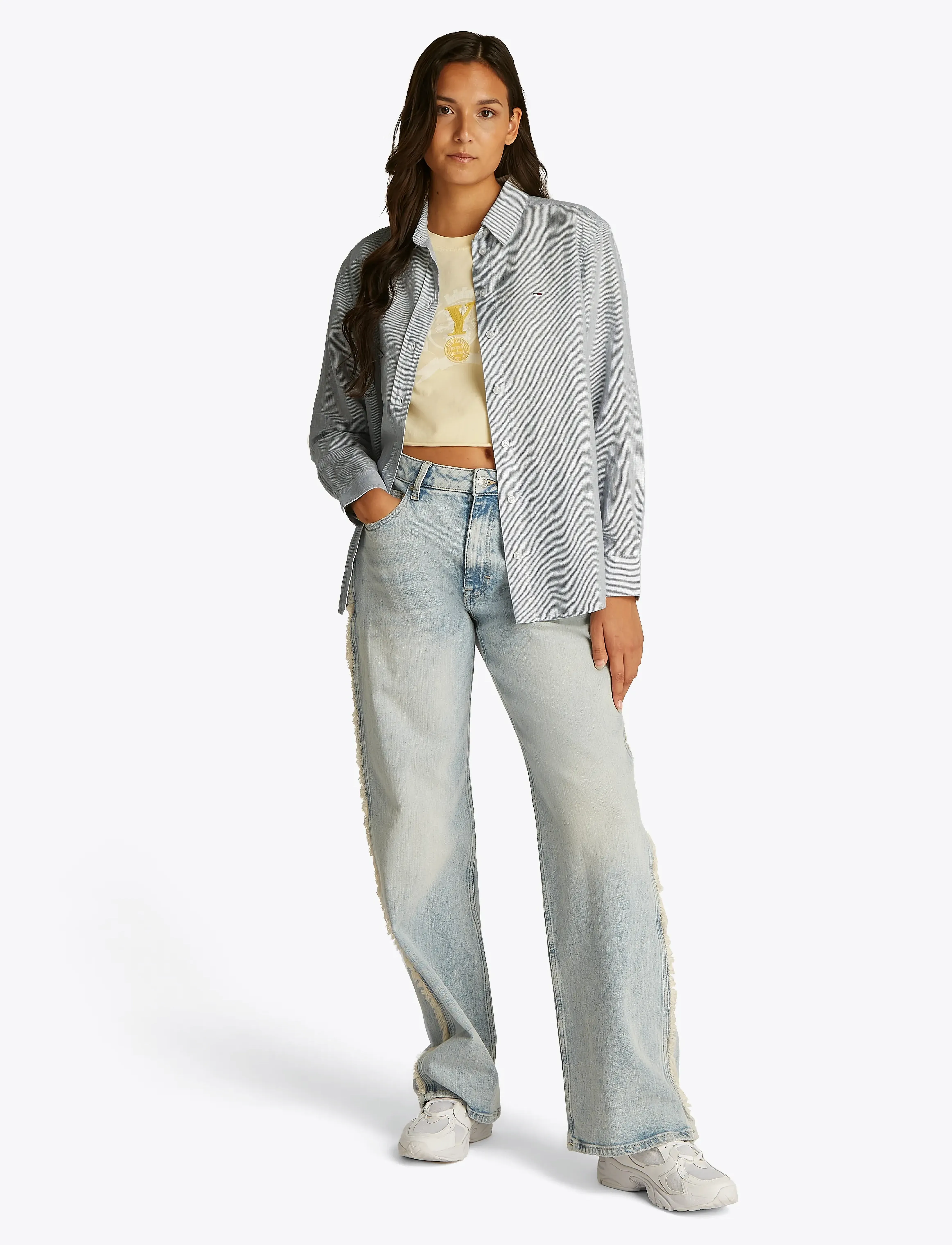 Tommy Jeans - TJW RLX LINEN SHIRT - colorado blue / stripe - 4