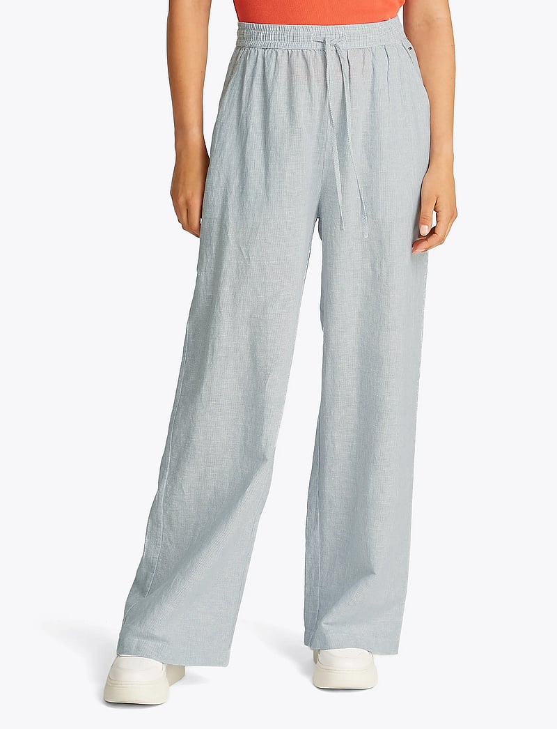 Tommy Jeans - TJW LINEN PANT - hørbukser - colorado blue / stripe - 4