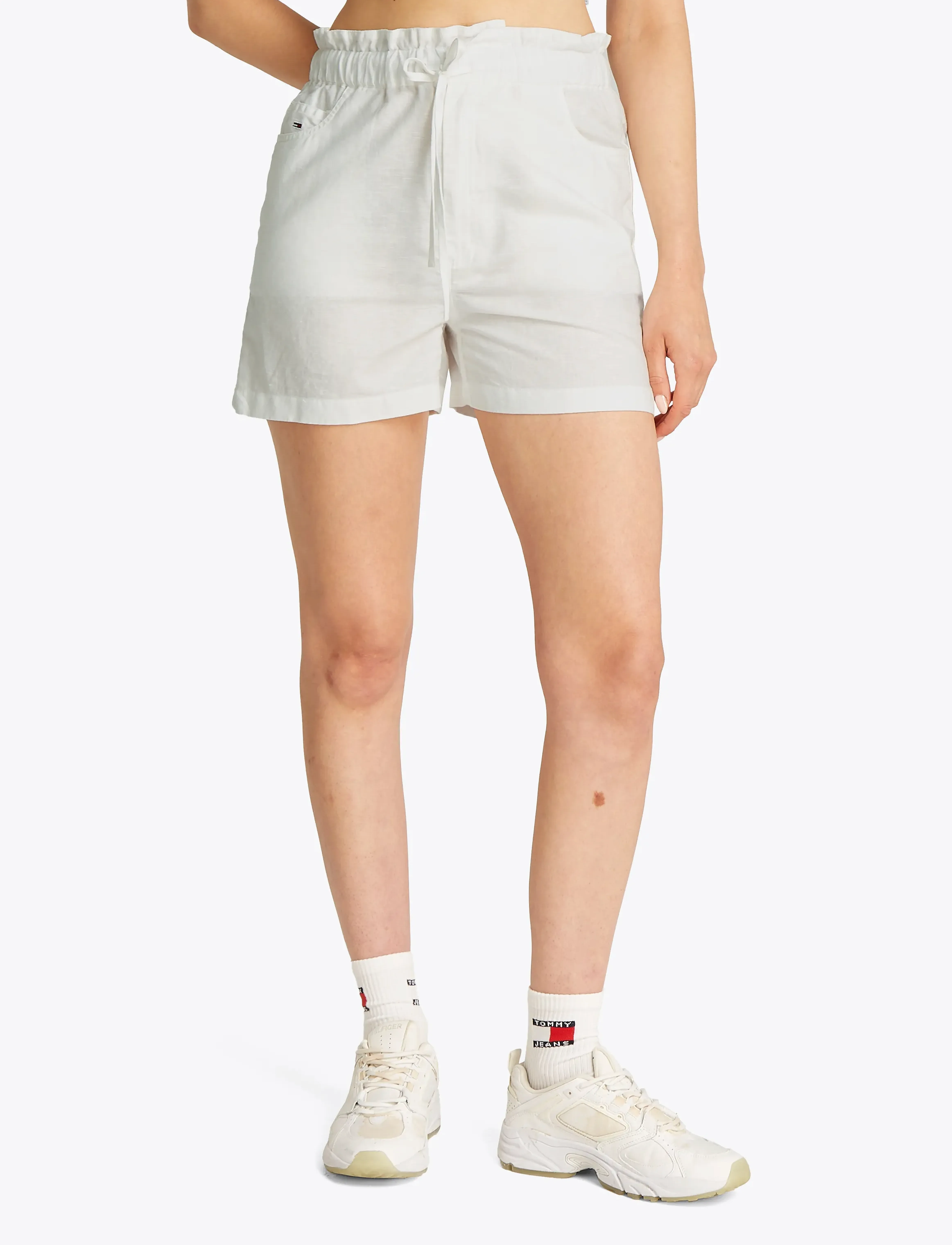 Tommy Jeans Tjw Cotton Linen Short, XS, White, Shorts > Afslappede Shorts, Dame