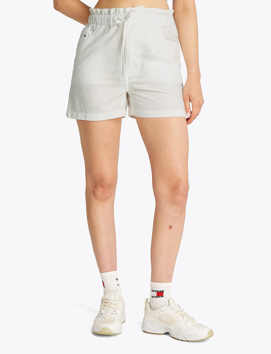 Tommy Jeans - TJW COTTON LINEN SHORT - paperbag shorts - ecru - 0