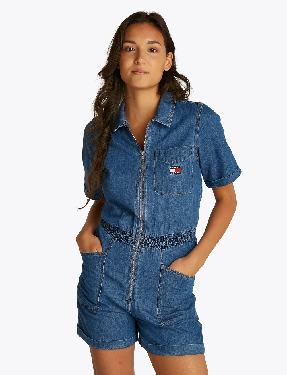 Tommy Jeans - TJW LT DENIM PLAYSUIT - jeanskleider - denim medium - 0