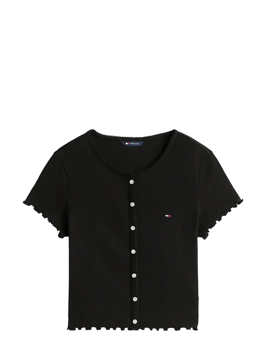 Tommy Jeans - TJW SS RIB TOP IM - crop tops - black - 1