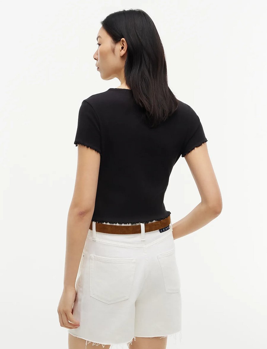 Tommy Jeans - Button Down Rib Top - crop tops - black - 2