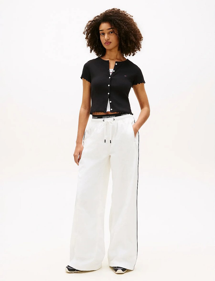 Tommy Jeans - TJW SS RIB TOP IM - crop tops - black - 4