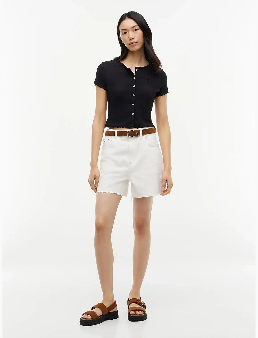 Tommy Jeans - Button Down Rib Top - crop tops - black - 4