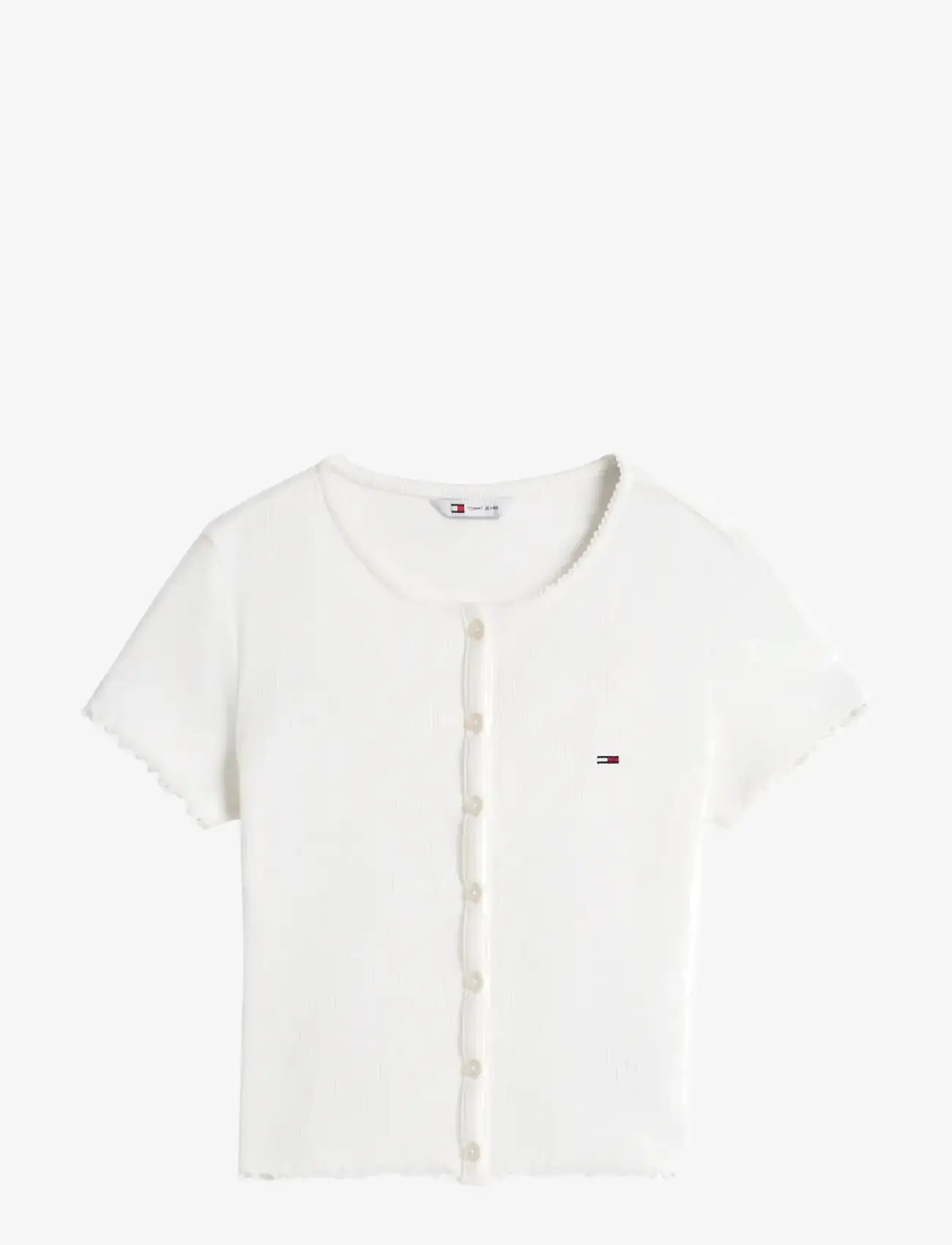 Tommy Jeans - TJW SS RIB TOP IM - crop tops - ecru - 1