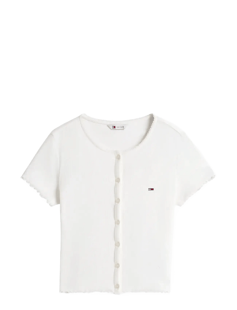 Tommy Jeans - TJW SS RIB TOP IM - crop tops - ecru - 1