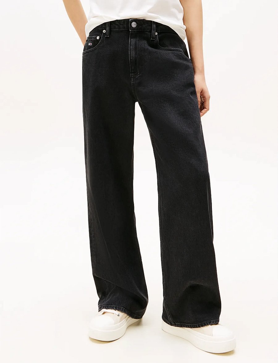 Tommy Jeans - MIA MR RLXD STR AI4181 - pantalons larges - denim black - 0