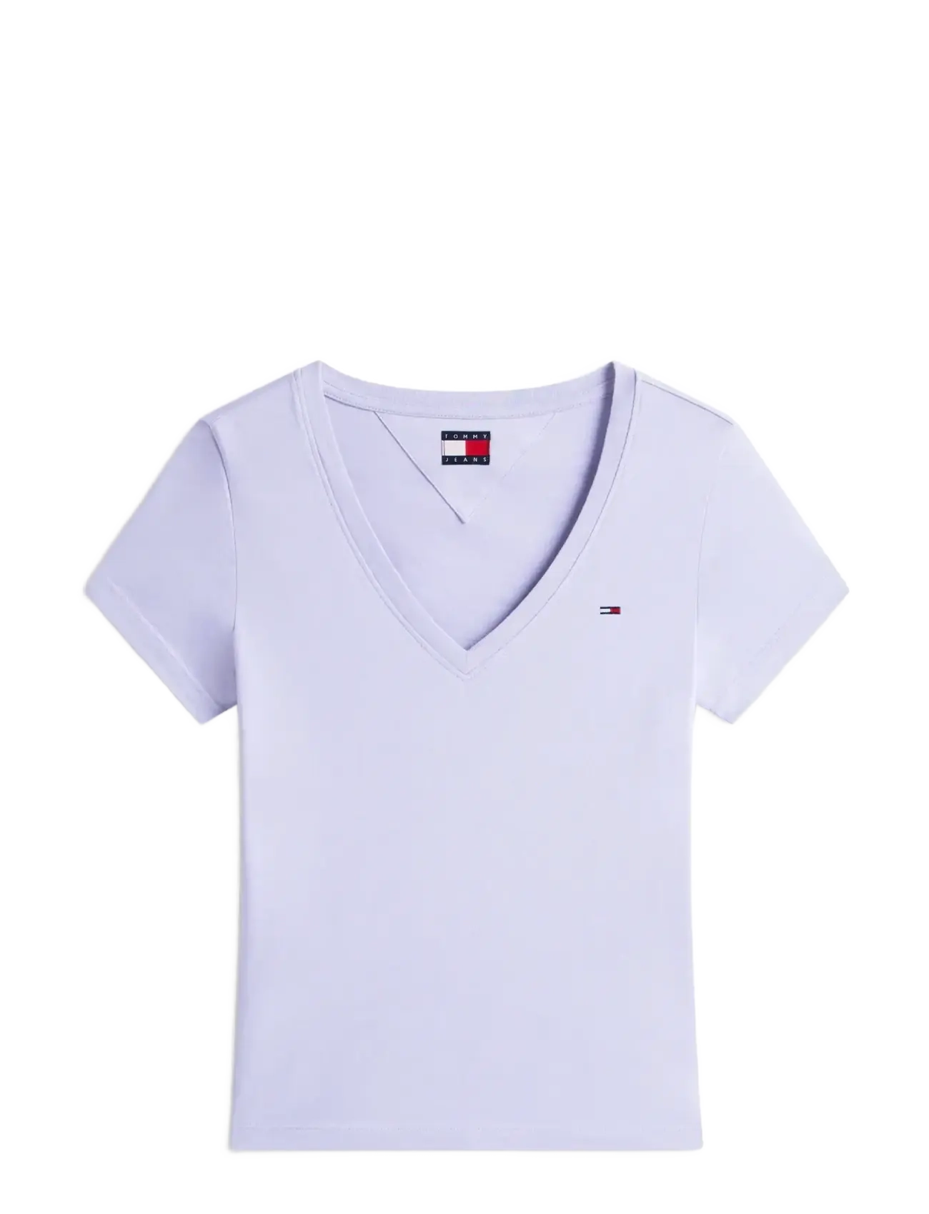 Tommy Jeans TJW SLIM V-NECK TEE - Nowości - PERIWINKLE DUSK / purple