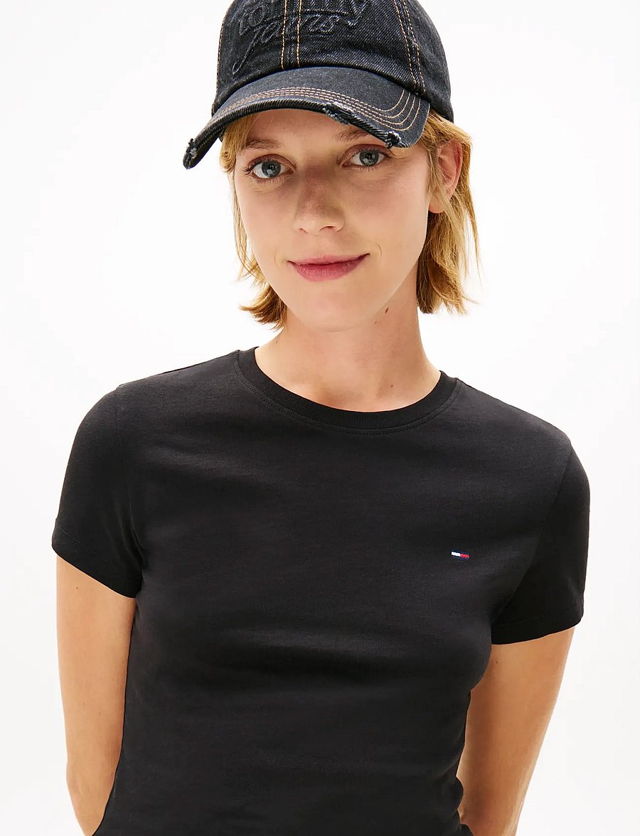Tommy Jeans - TJW SLIM C-NECK TEE - t-shirts - black - 5