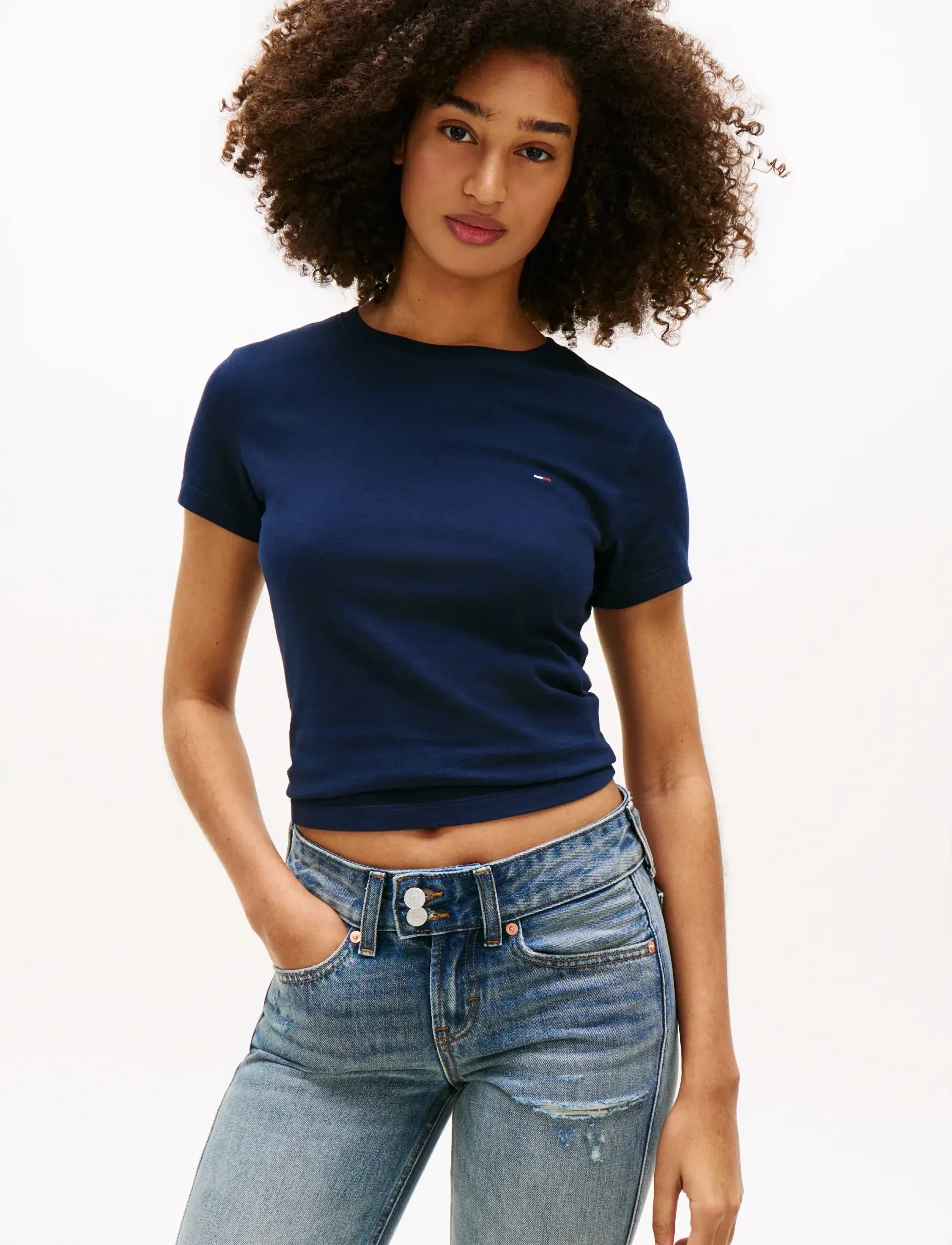 Tommy Jeans TJW SLIM C-NECK TEE - T-shirts - DARK NIGHT NAVY / navy