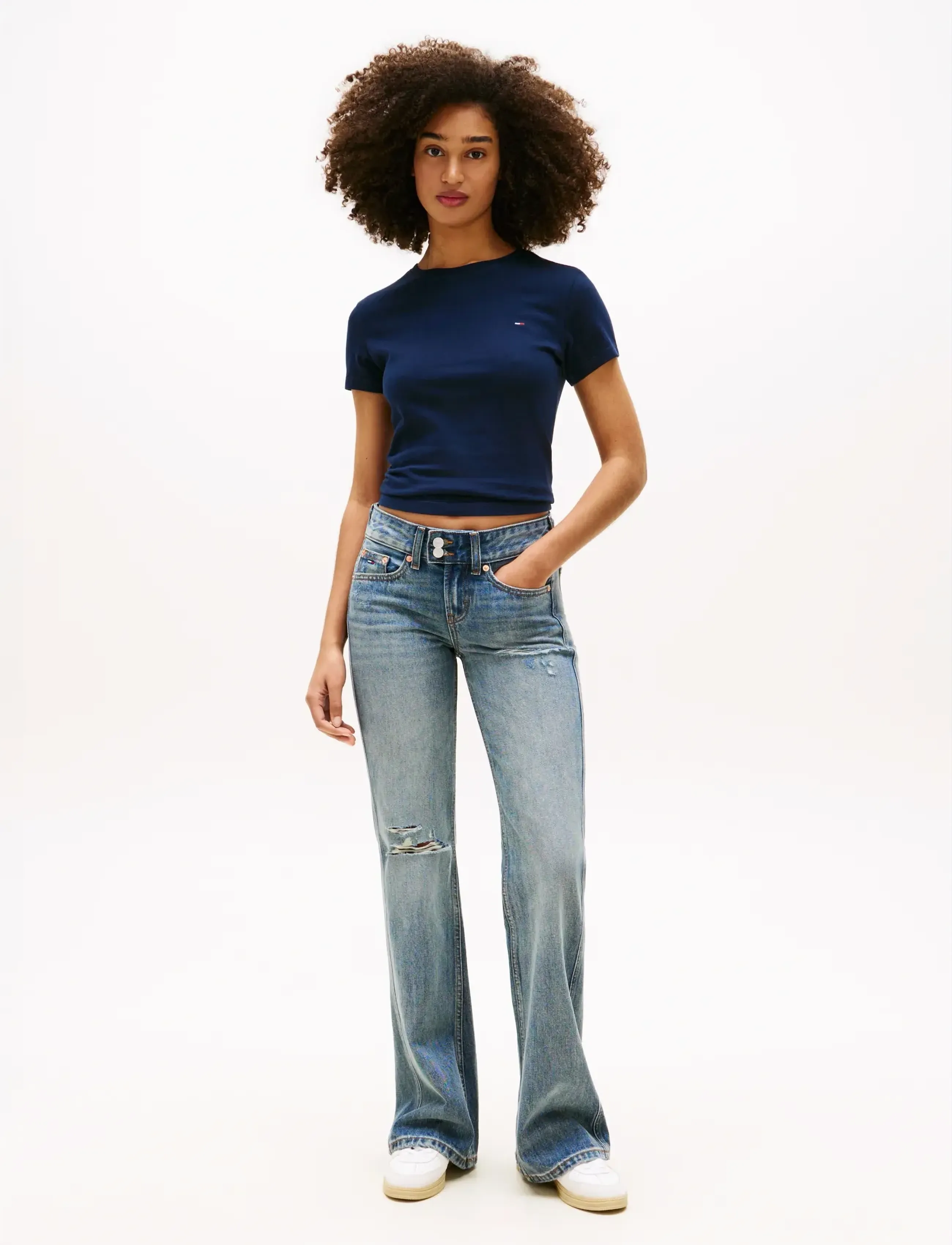 Tommy Jeans - TJW SLIM C-NECK TEE - t-shirts - dark night navy - 4