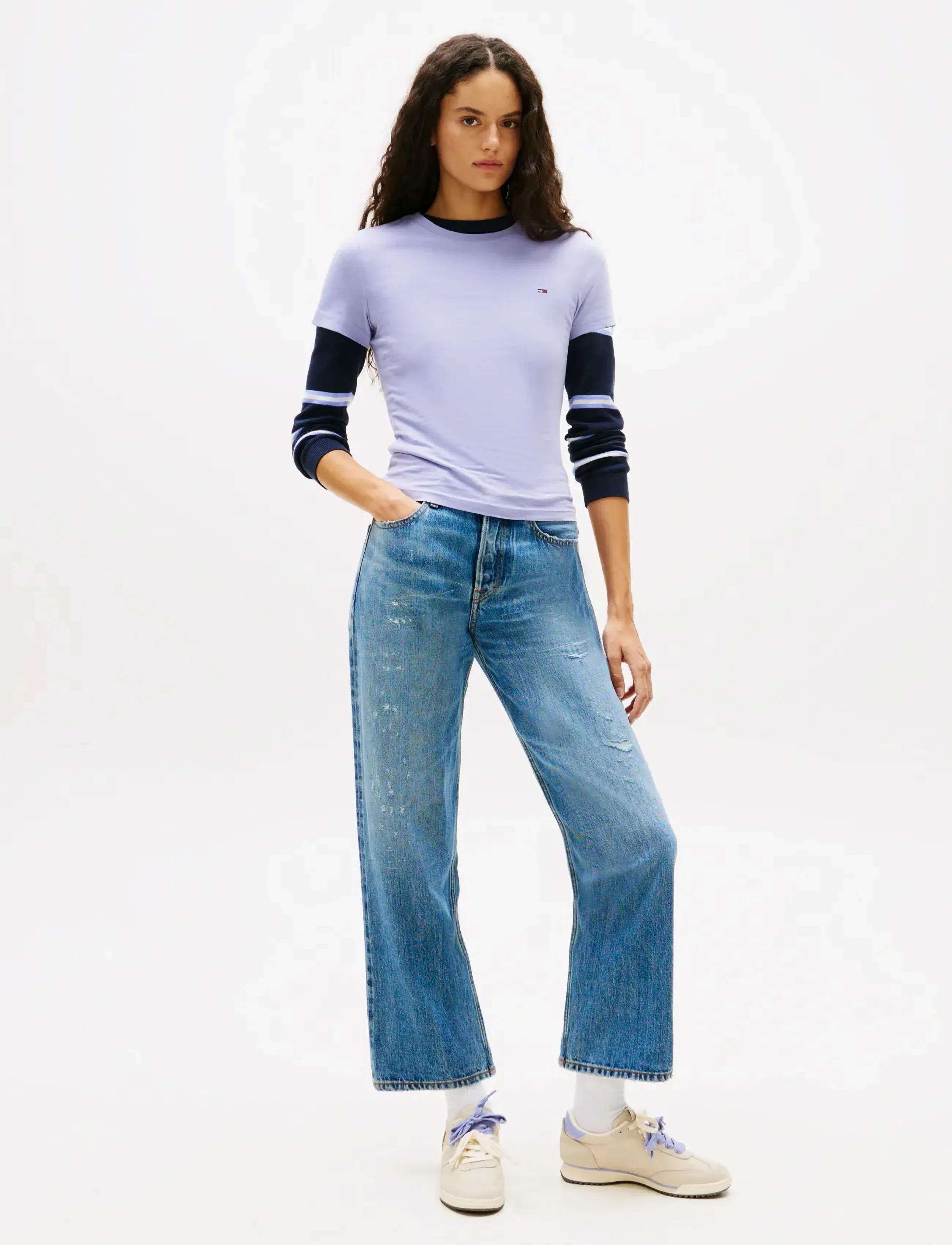 Tommy Jeans - TJW SLIM C-NECK TEE - t-krekli - periwinkle dusk - 2