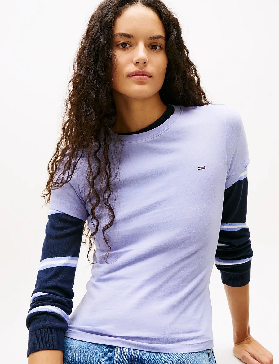 Tommy Jeans - TJW SLIM C-NECK TEE - t-shirts - periwinkle dusk - 4