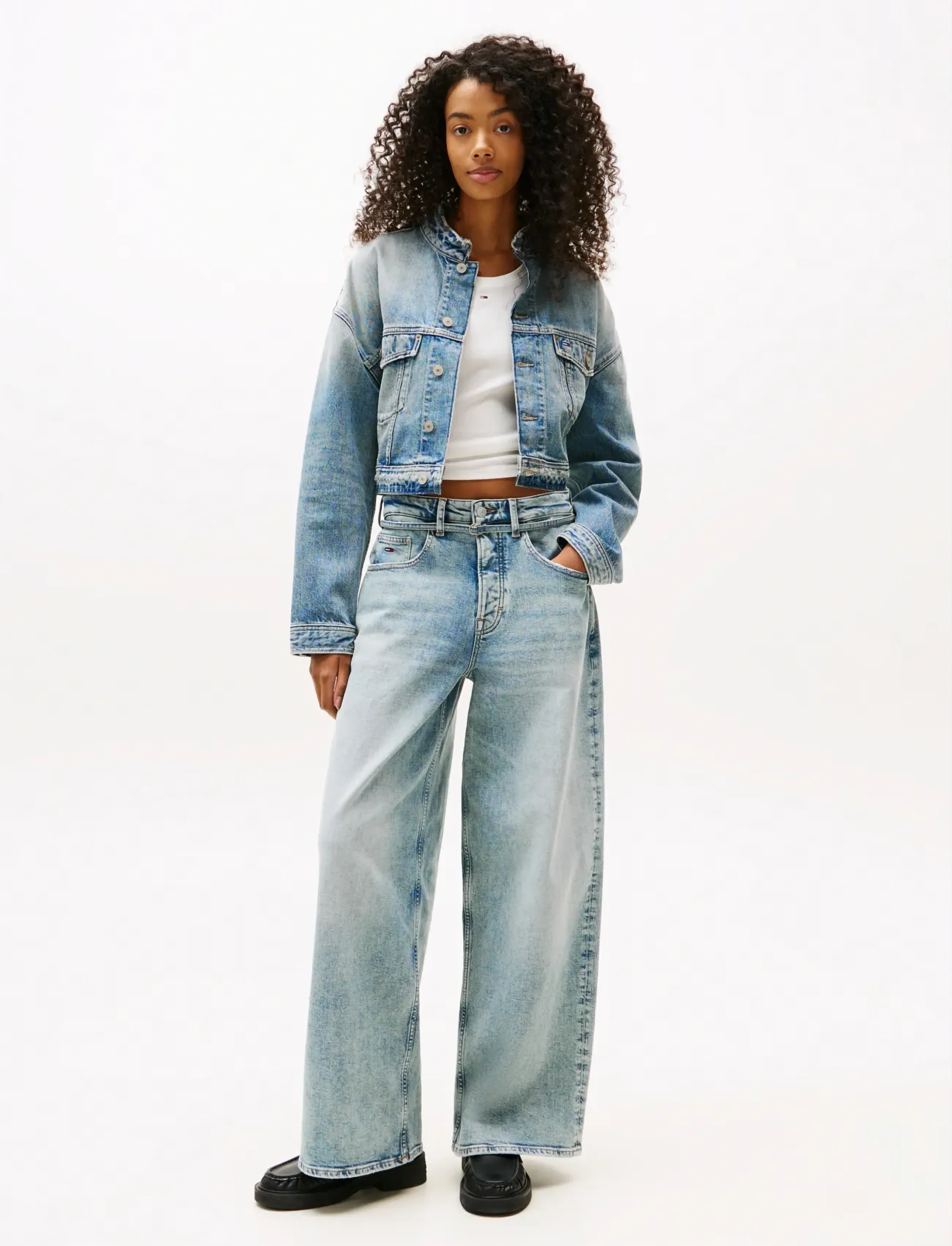 Tommy Jeans - CHARLIE MR LS WD BELT CBF CI6137 - pantalons larges - denim mid light blue - 2