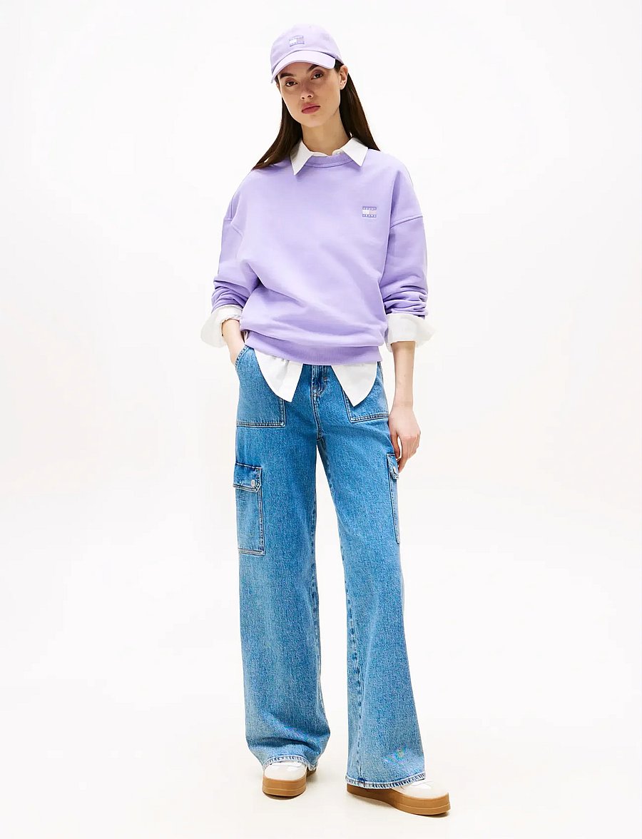 Tommy Jeans - CLAIRE HR WD CARGO AI4136 - laiad teksad - denim mid light blue - 4