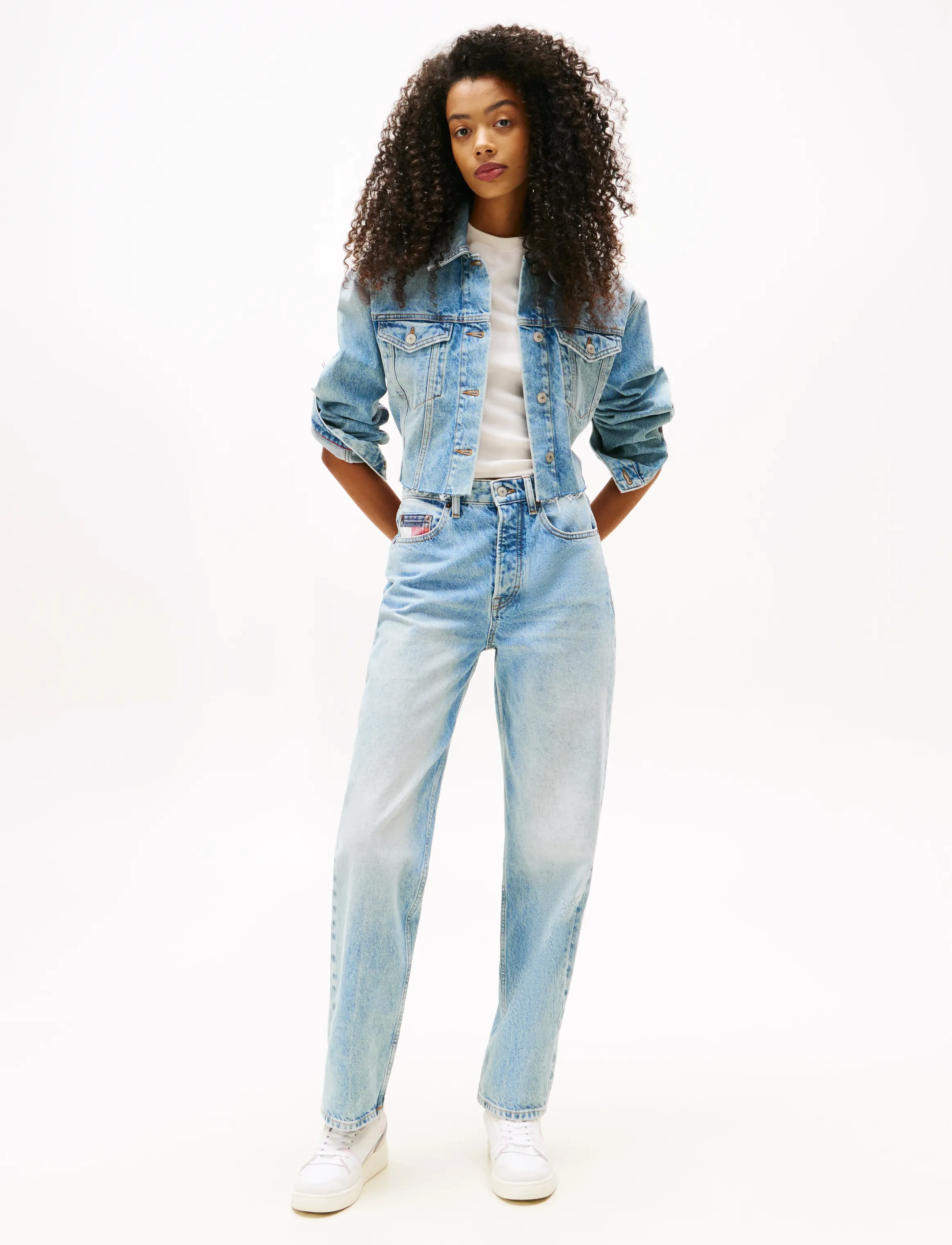 Tommy Jeans LAYLA HR SLIM STR CBF RWB CI6033 - Tøj - DENIM MID LIGHT BLUE / blue
