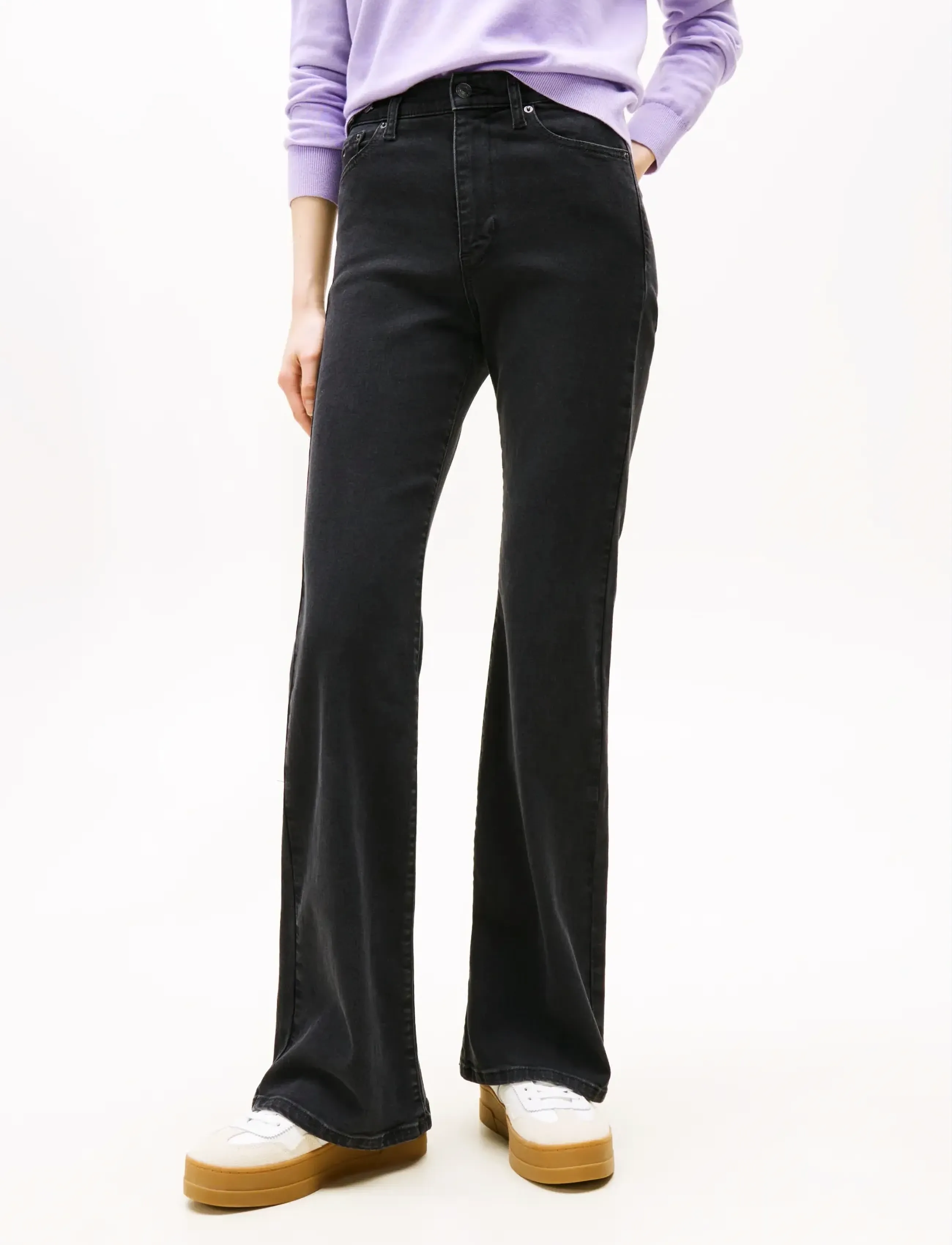 Tommy Jeans - SYLVIA HGH FLR TAB CI4282 - utsvängda jeans - denim washed black black - 0