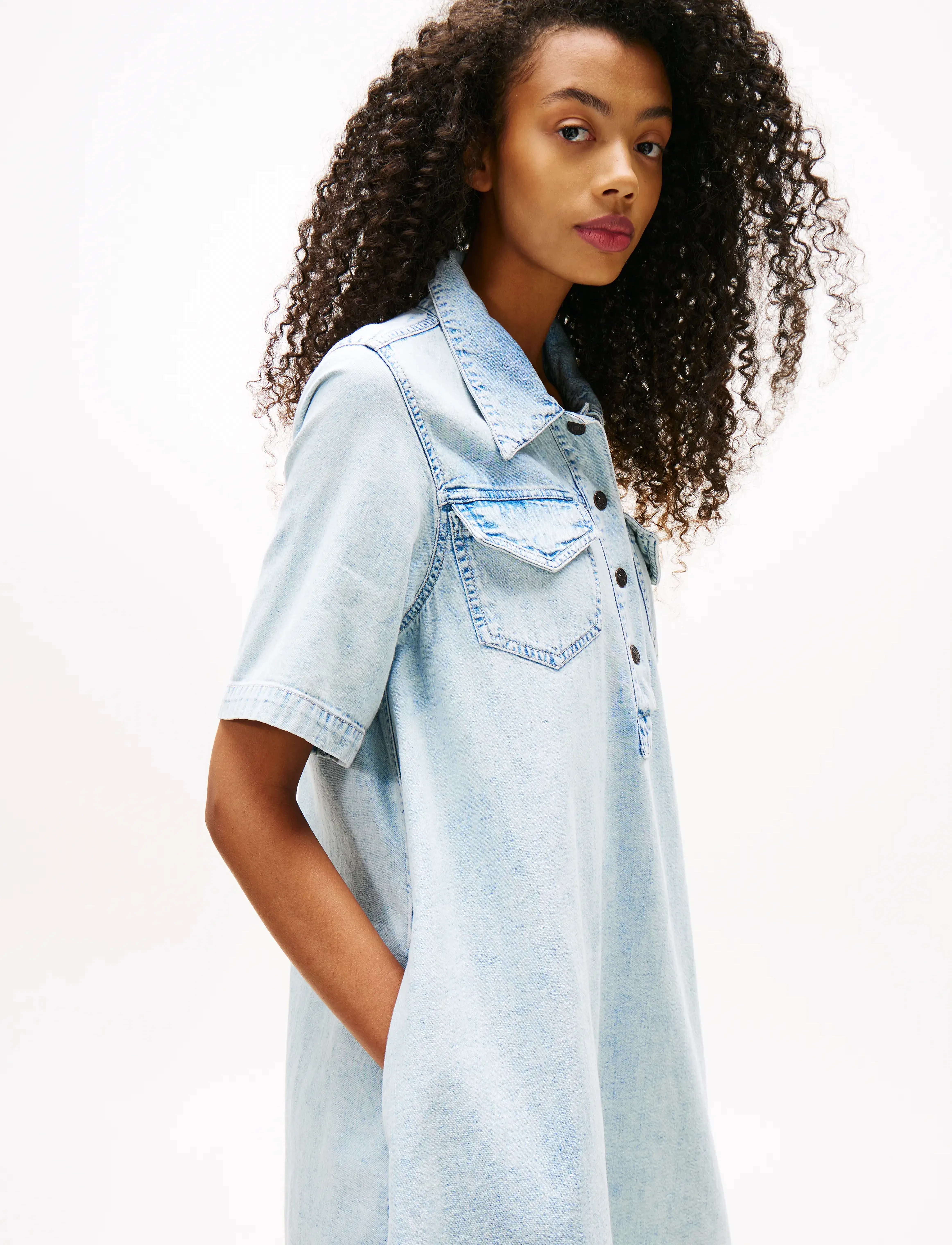 Tommy Jeans - A-LINE DENIM DRESS EXT - jeanskleider - denim light - 4