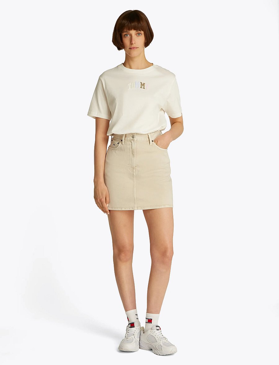 Tommy Jeans - TJW GMD COTTON MOM SKIRT - teksaseelikud - newsprint - 4