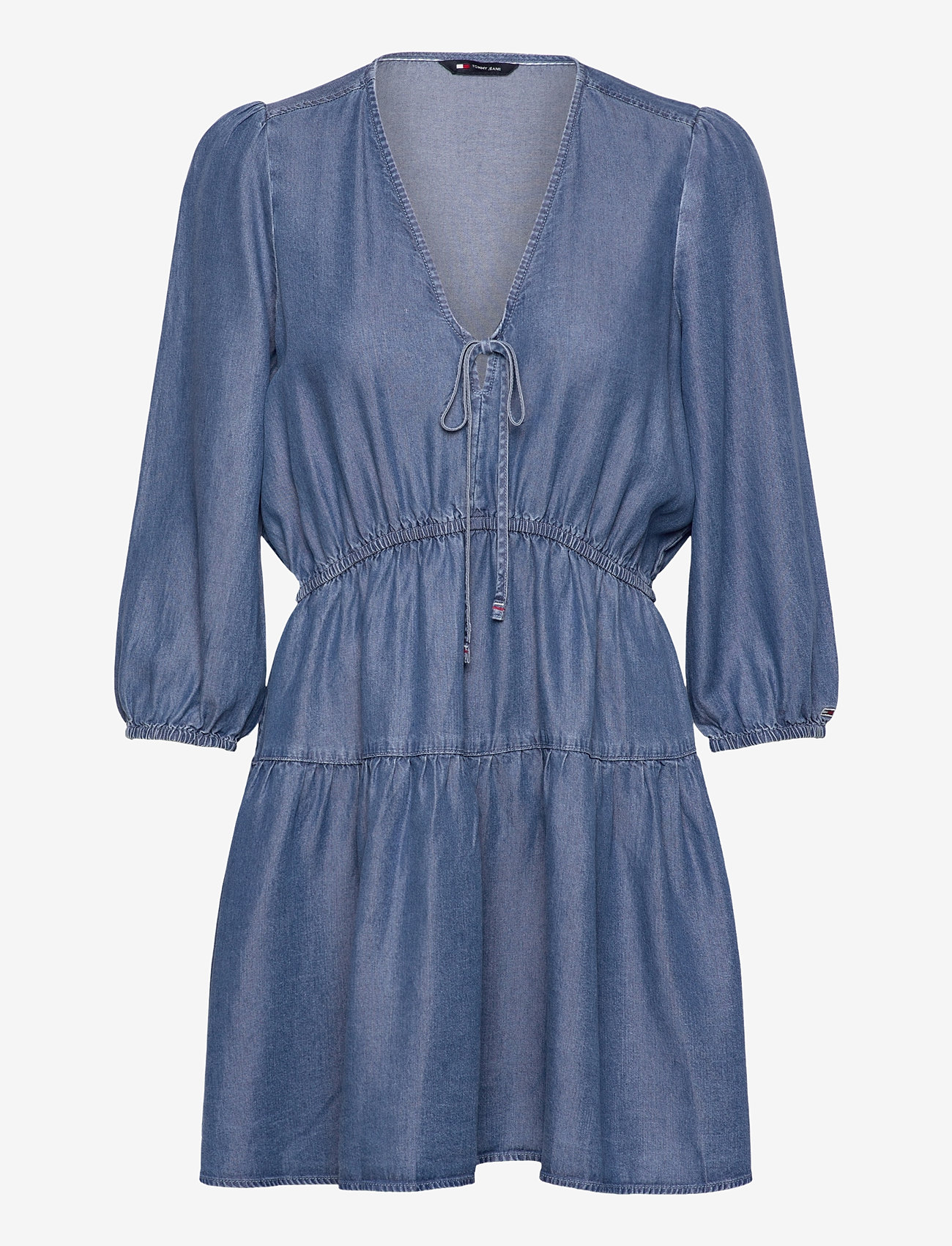 Tommy Jeans - TJW CHAMBRAY MINI DRESS EXT - korta klänningar - denim medium - 1