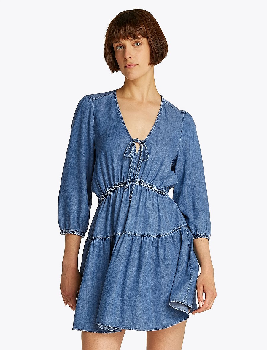 Tommy Jeans - TJW CHAMBRAY MINI DRESS EXT - kurze kleider - denim medium - 0