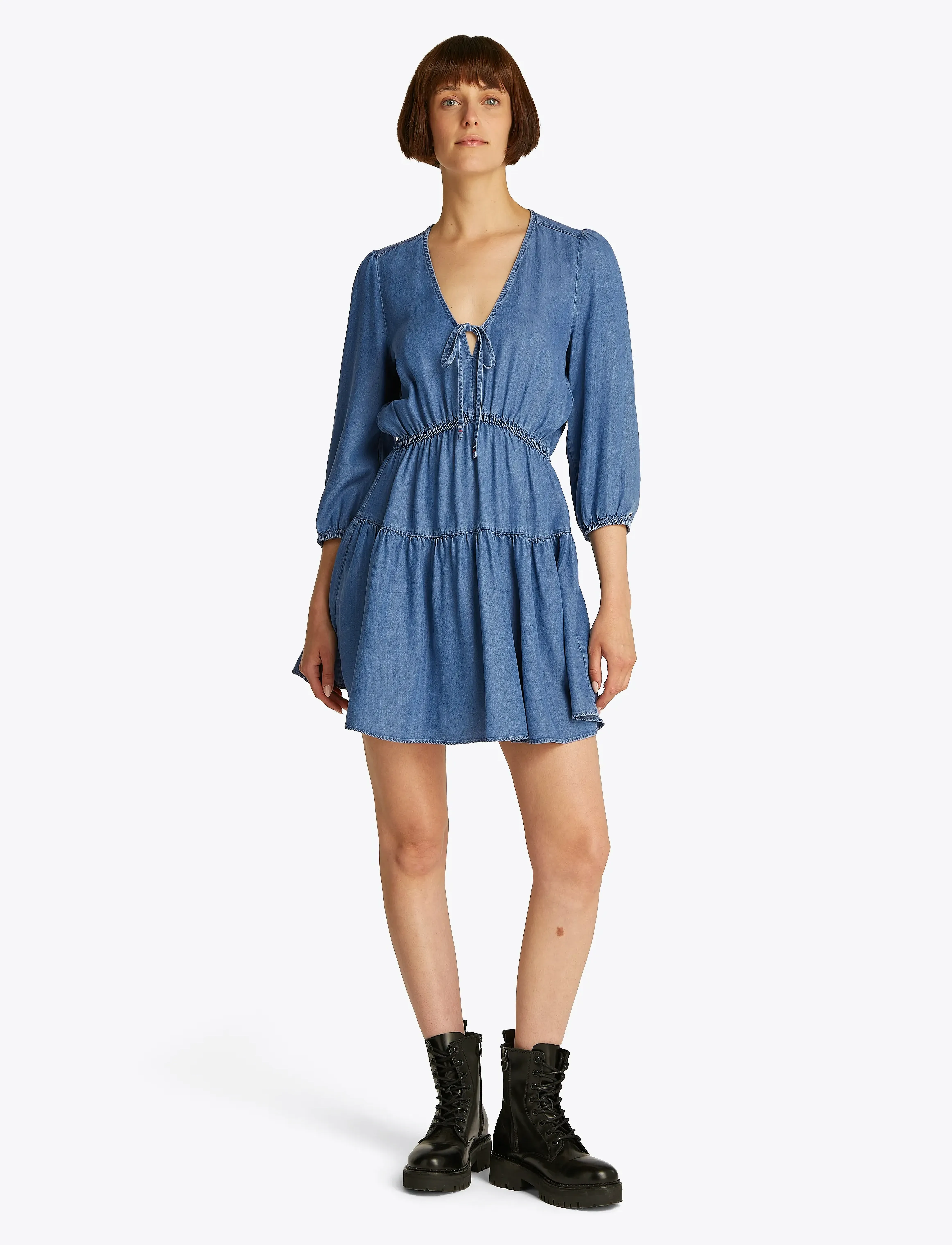 Tommy Jeans - TJW CHAMBRAY MINI DRESS EXT - korte kjoler - denim medium - 4
