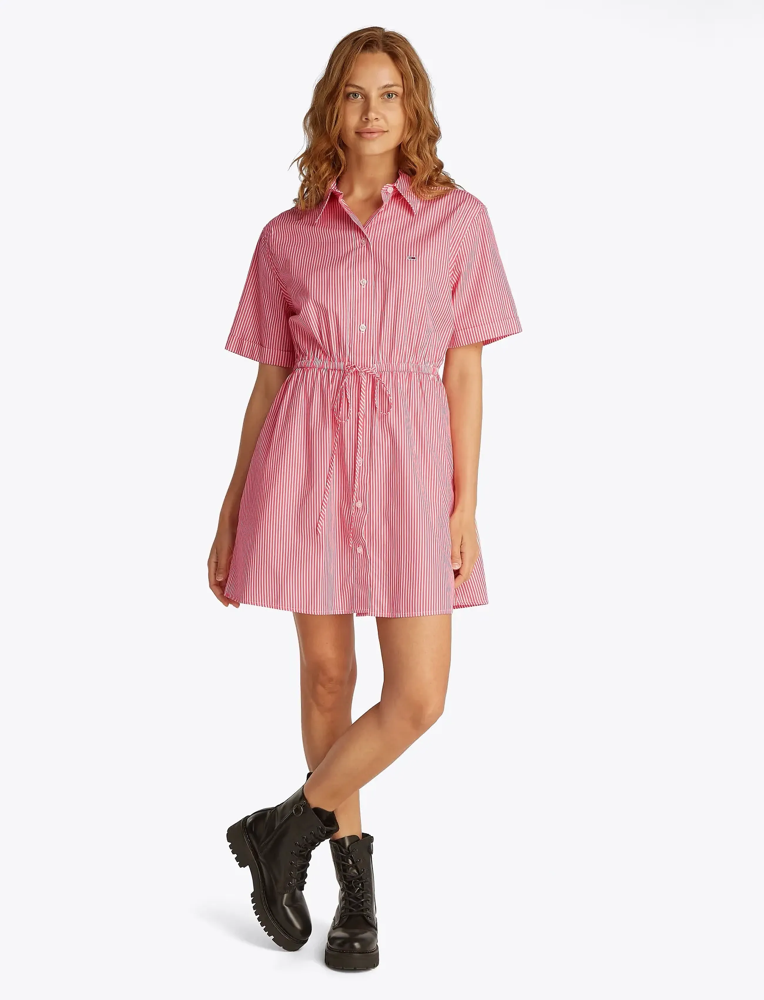 Tommy Jeans - TJW MINI STRIPE SHIRT DRESS - sumarkjólar - amour / stripe - 4