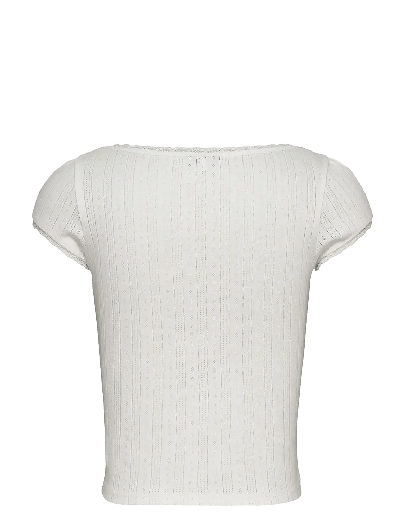 Tommy Jeans - TJW SLIM SH POINTELLE SS TEE EXT - t-shirts - ecru - 2