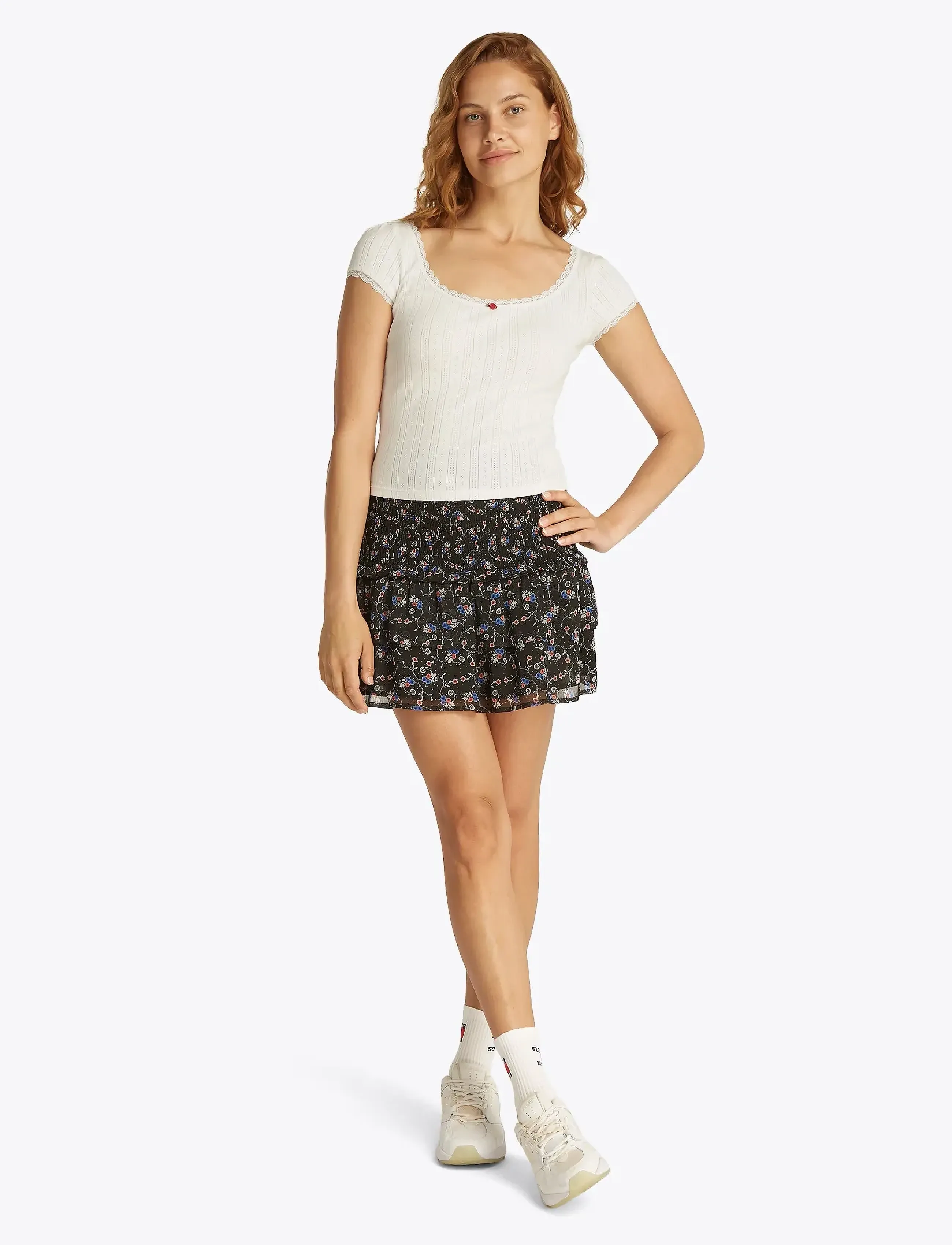 Tommy Jeans - TJW SLIM SH POINTELLE SS TEE EXT - ecru - 3