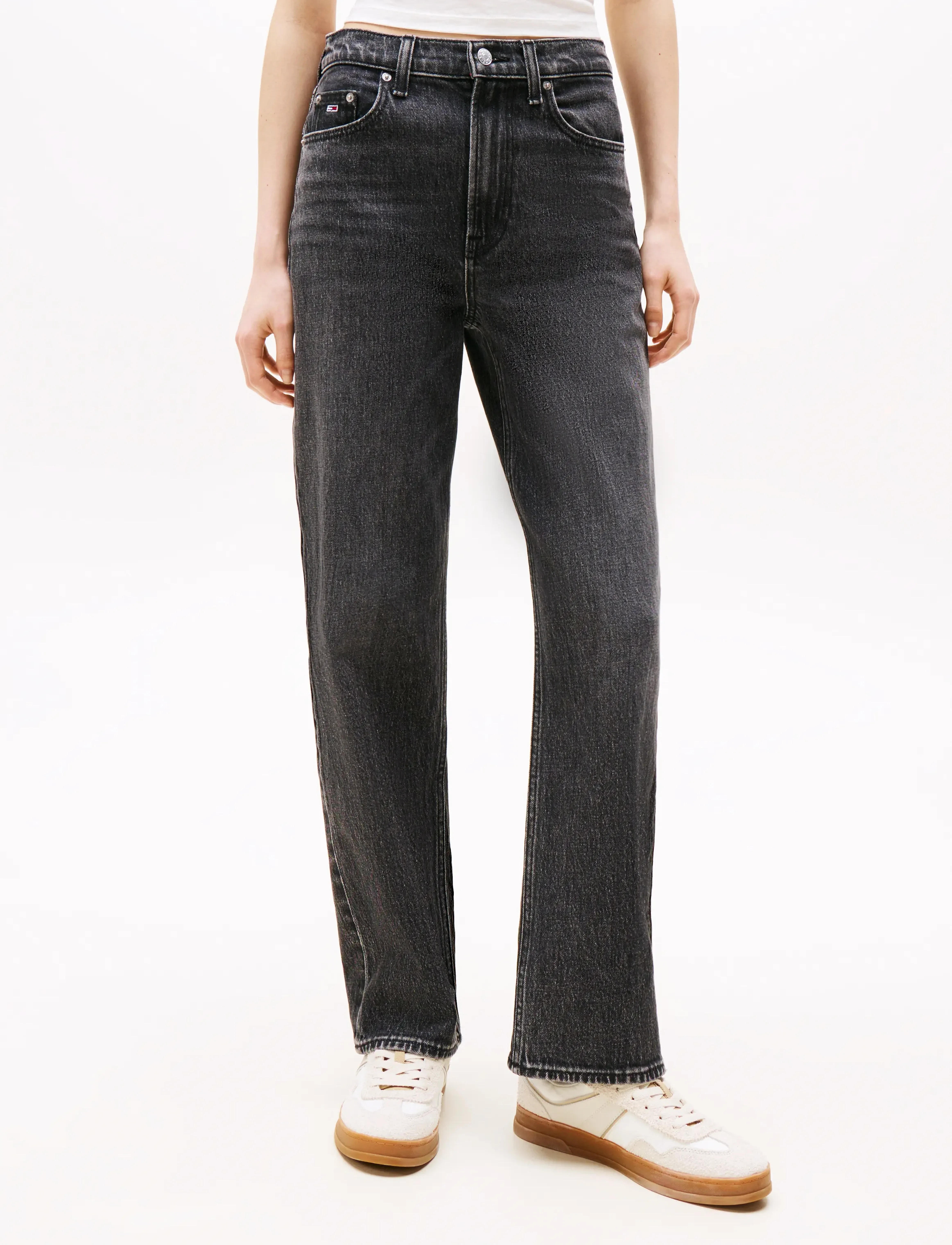 Tommy Jeans LAYLA HR SLIM STR BI0187 CO - Transitional Layering - DENIM WASHED BLACK / black