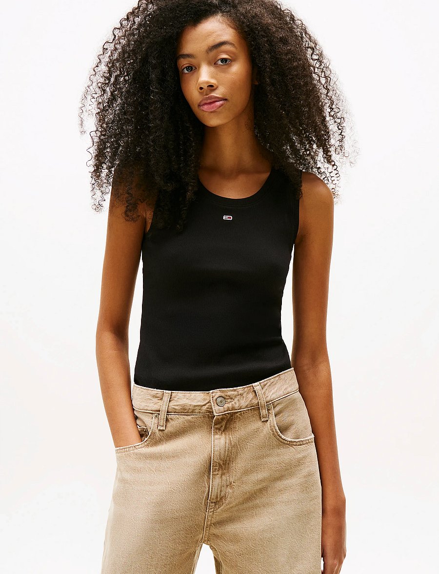 Tommy Jeans - TJW ESSENTIAL RIB TANK EXT - varrukateta topid - black - 0