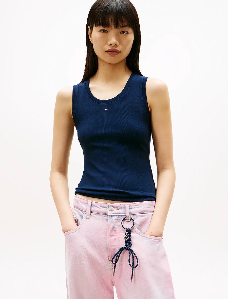 Tommy Jeans - TJW ESSENTIAL RIB TANK EXT - Ärmellose tops - dark night navy - 0