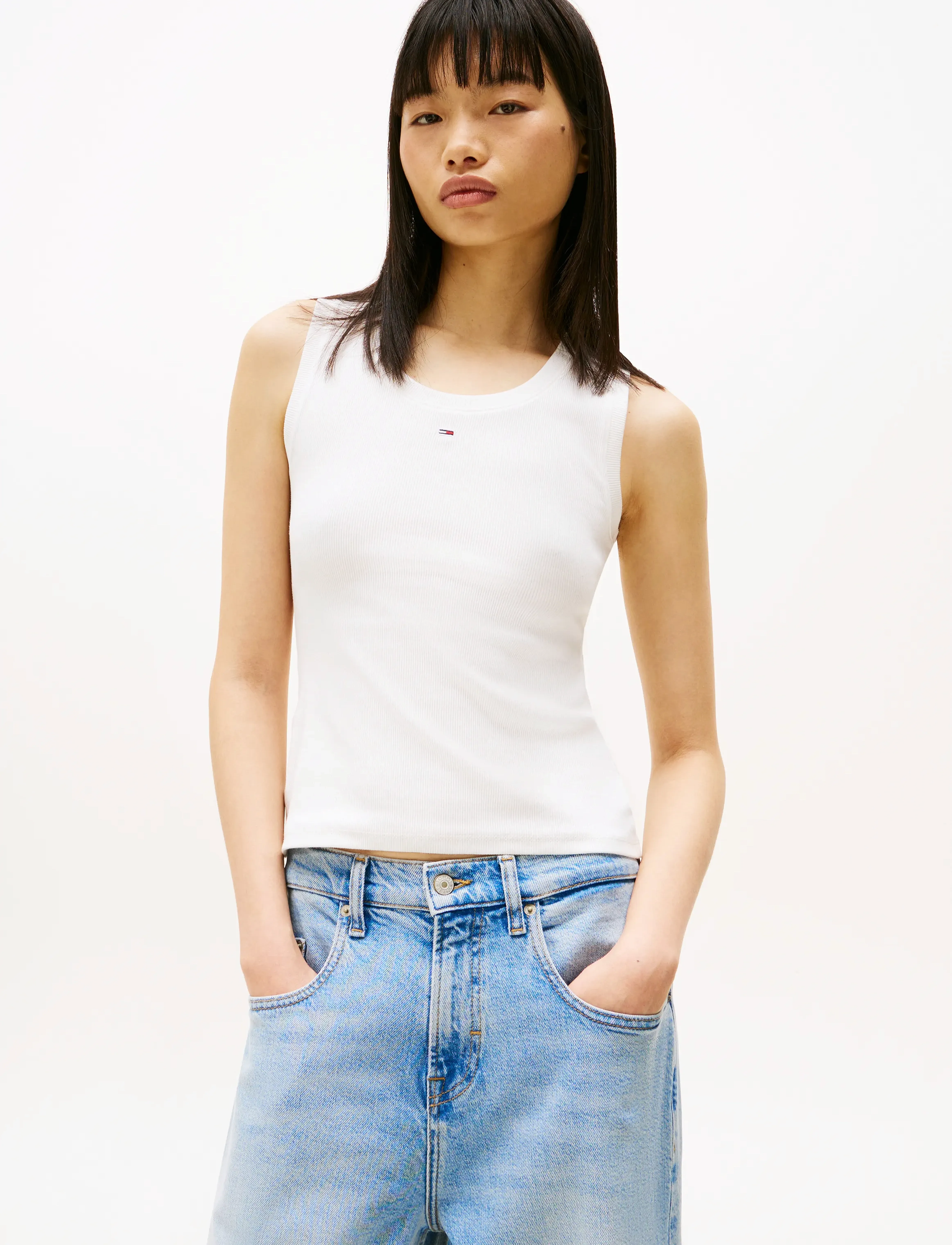 Tommy Jeans TJW ESSENTIAL RIB TANK EXT - Tøj - ECRU / cream