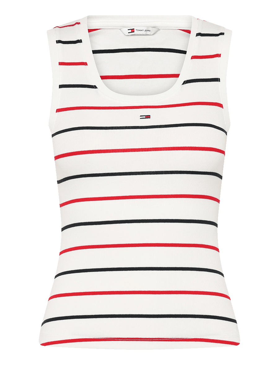 Tommy Jeans - TJW ESSENTIAL RIB TANK EXT - varrukateta topid - ecru multi stripe - 1