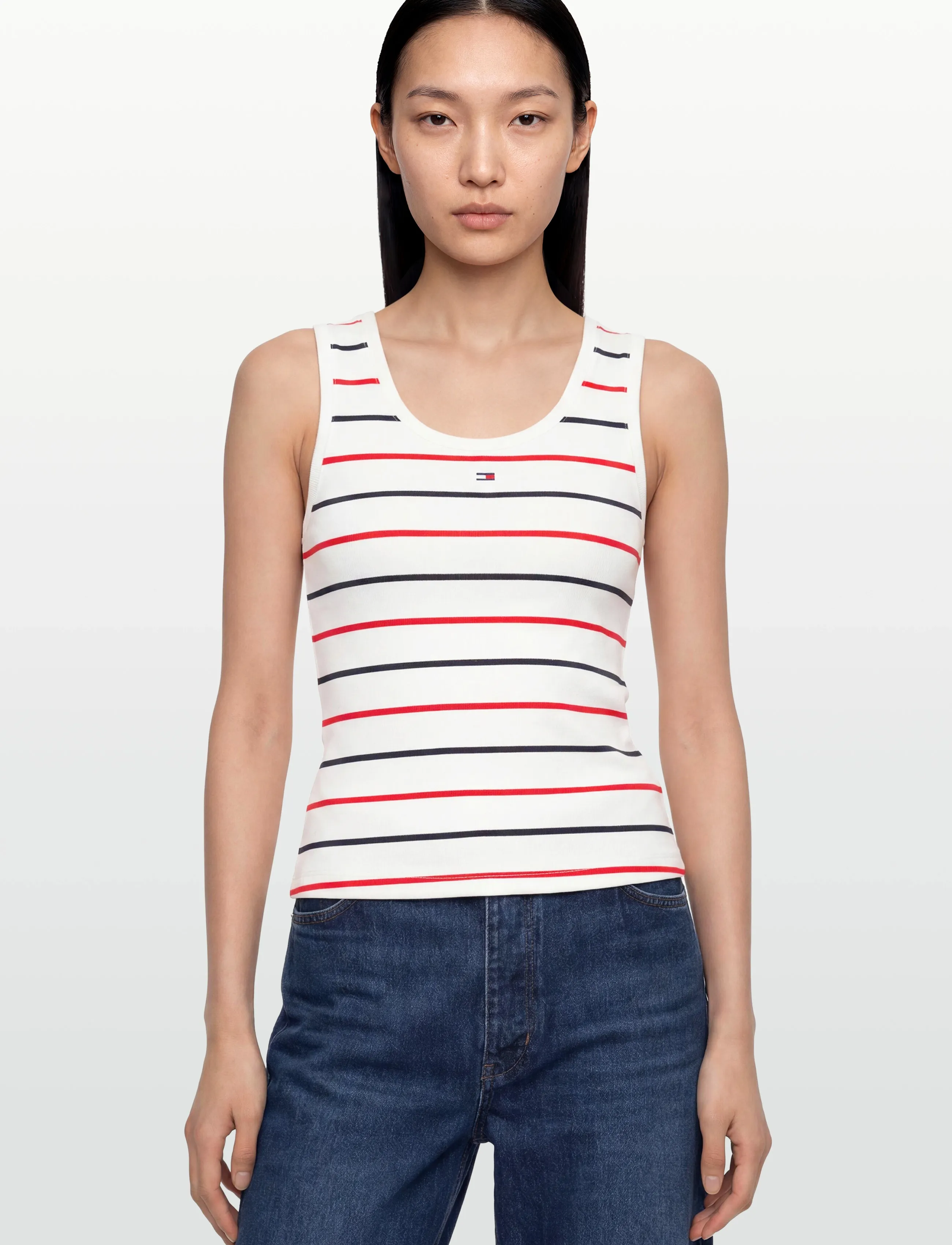 Tommy Jeans - TJW ESSENTIAL RIB TANK EXT - topid ja varrukateta alussärgid - ecru   multi stripe - 3