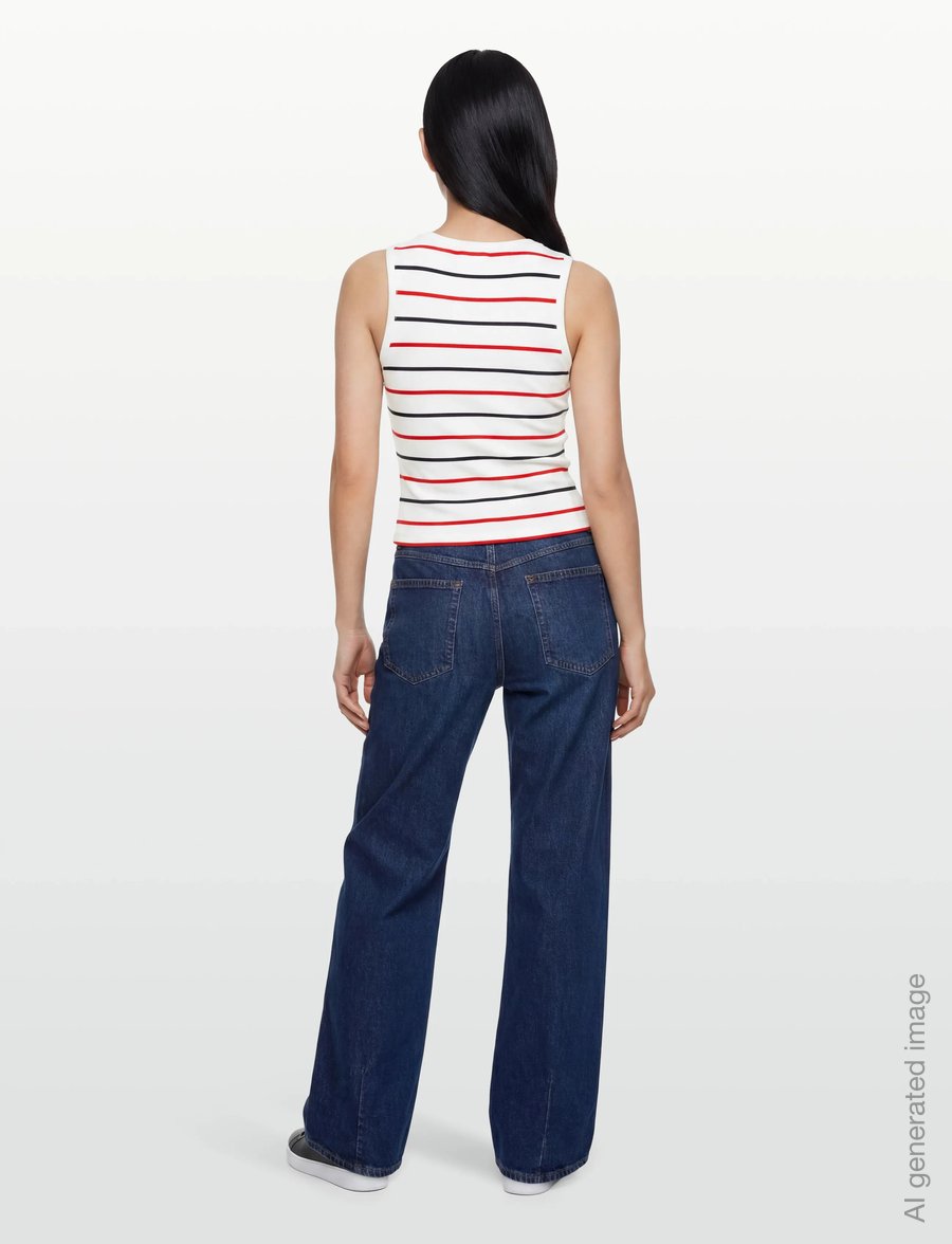 Tommy Jeans - TJW ESSENTIAL RIB TANK EXT - varrukateta topid - ecru multi stripe - 4