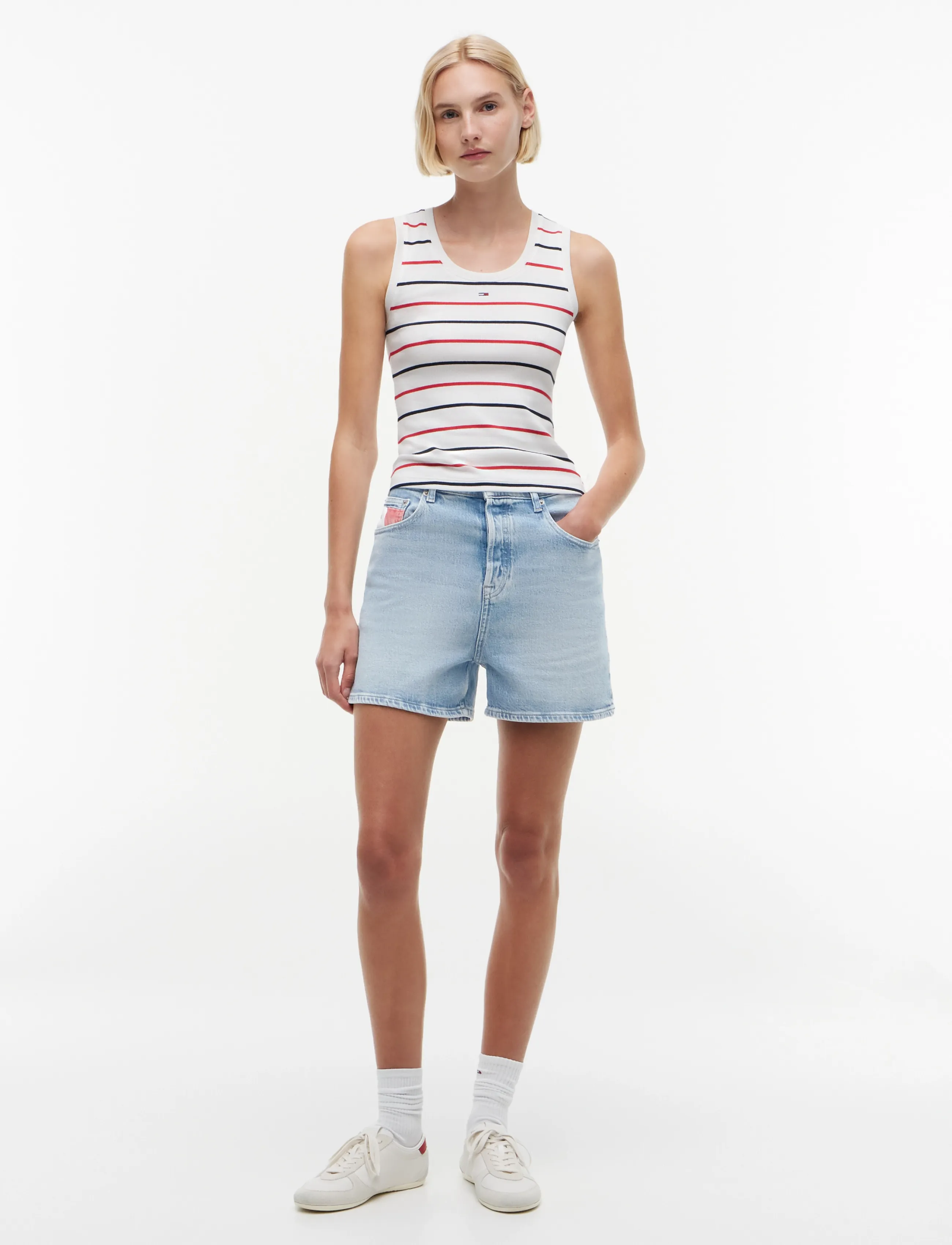Tommy Jeans - TJW ESSENTIAL RIB TANK EXT - varrukateta topid - ecru   multi stripe - 5