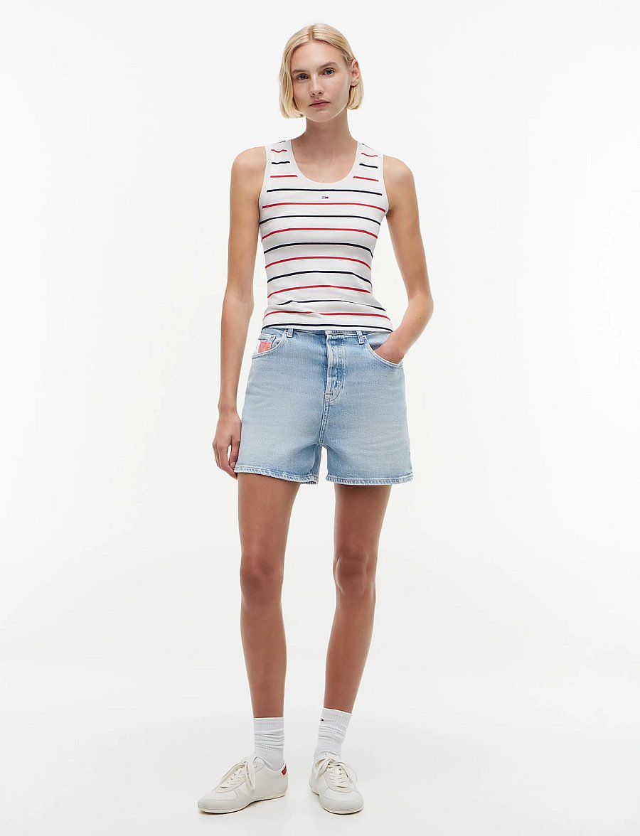 Tommy Jeans - TJW ESSENTIAL RIB TANK EXT - varrukateta topid - ecru multi stripe - 5